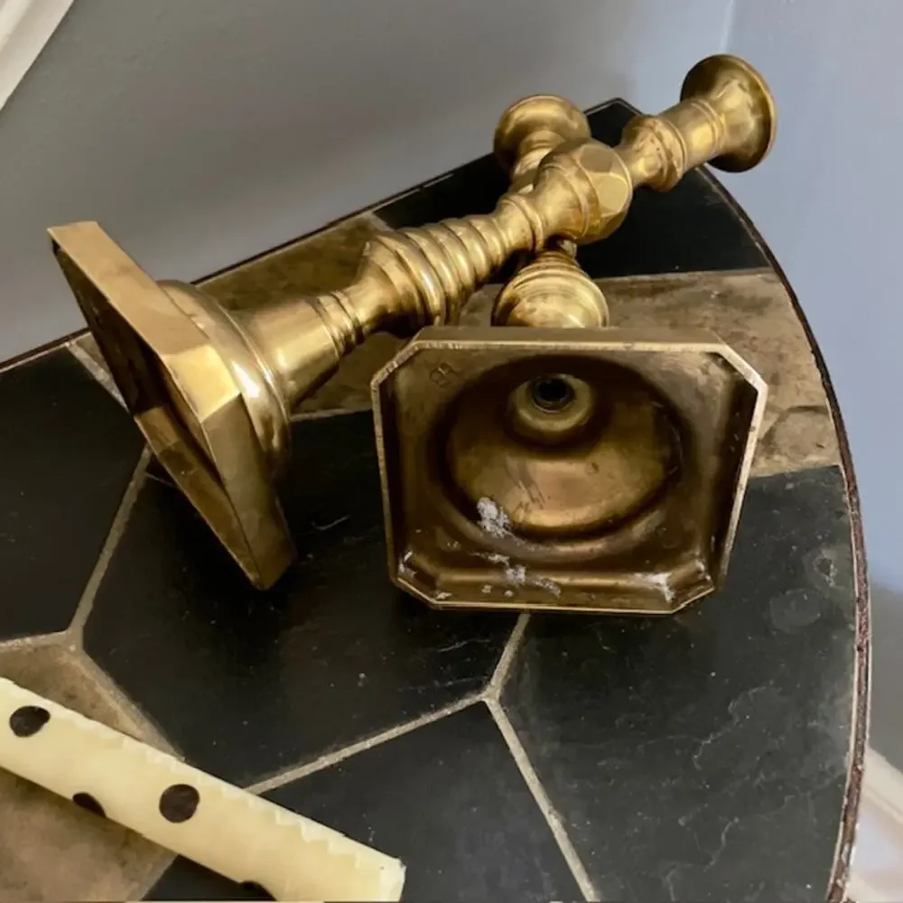 Vintage HB Solid Brass Candlesticks 10” Pair Classic Silhouette